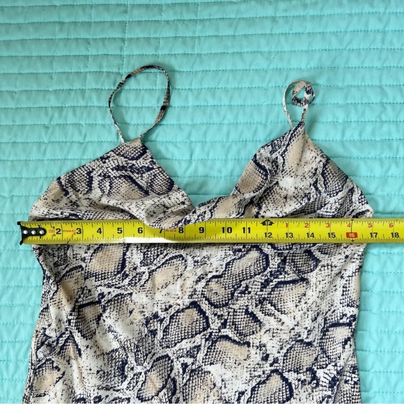 Paper Heart Leg Split Midi Dress Silky Snakeskin Python Cowl Neck Size L - Picture 10 of 13